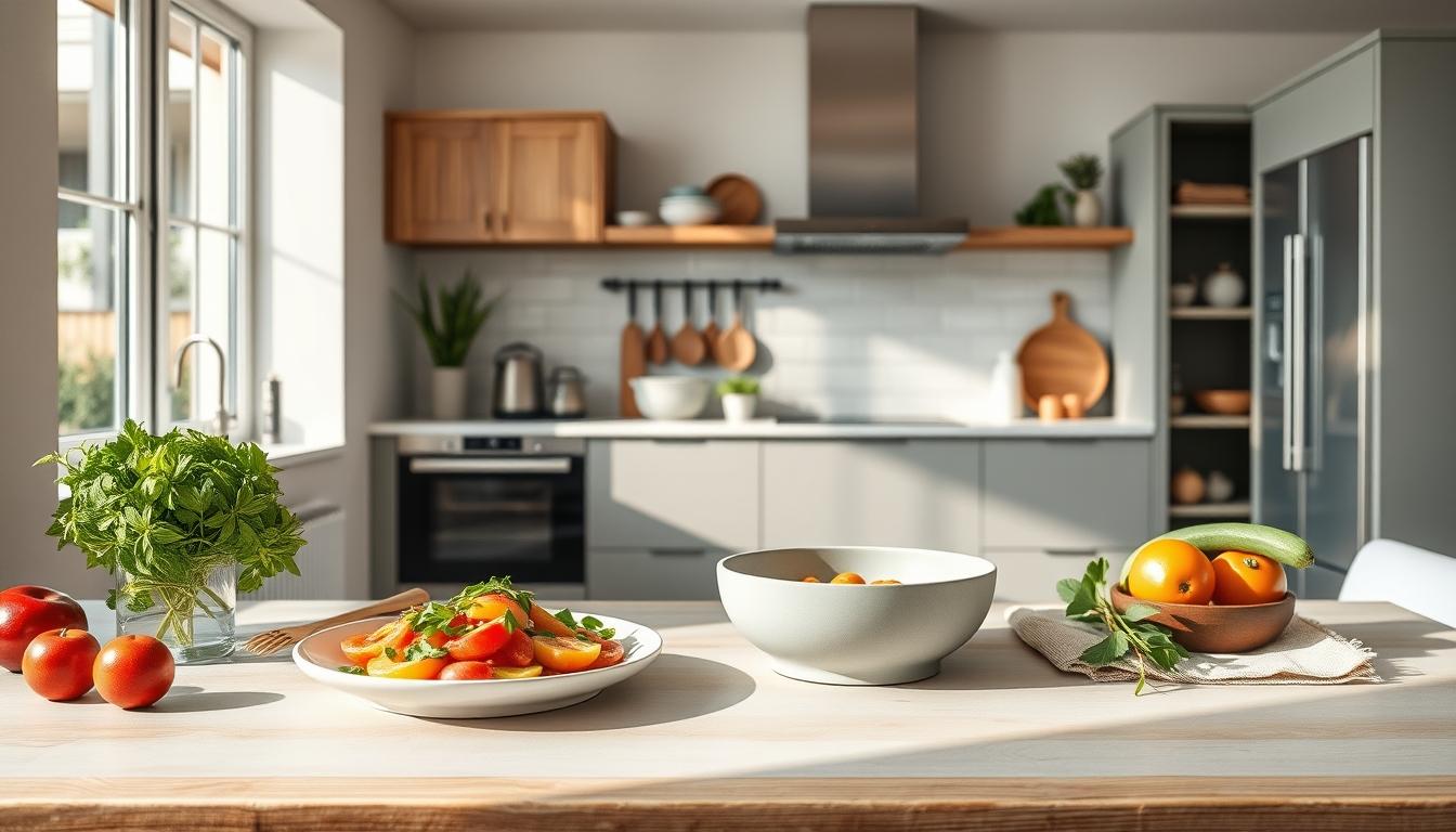 Ingredients prepared for a simple home dinner